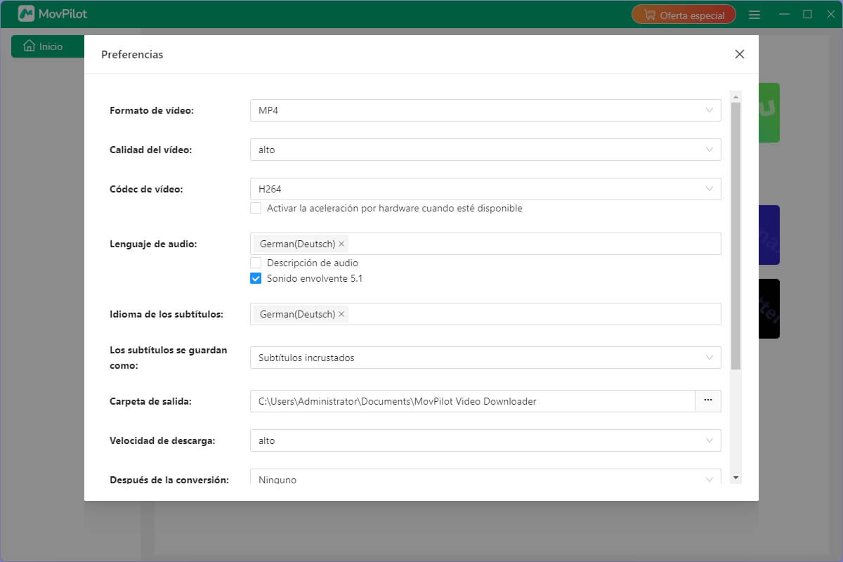 Configuración de preferencias