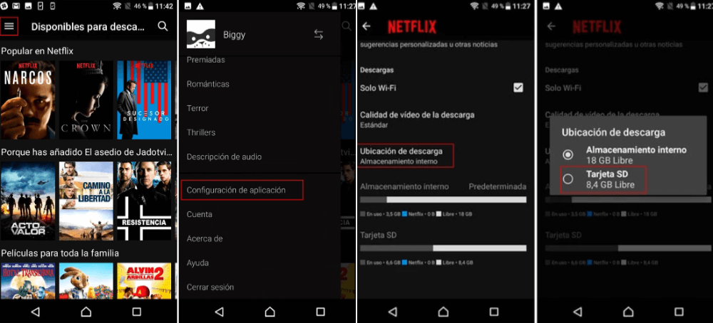 Guardar descargas en tarjeta SD